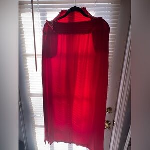 Zenana Outfitters Red Side Slit Maxi Skirt with Pockets